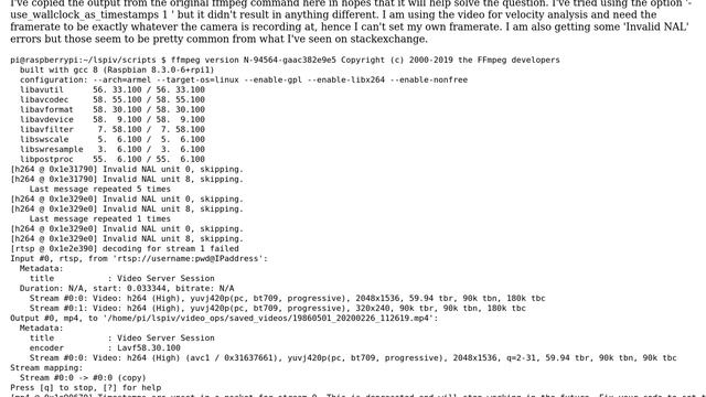 Why does ffmpeg record the wrong FPS when recording an rtsp feed? смотреть онлайн