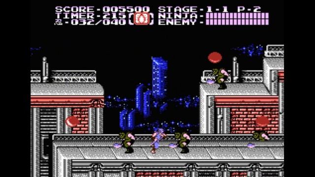 Dendy (Famicom,Nintendo,Nes) 8-bit Ninja Gaiden 2 The Dark Sword of Chaos Act 1