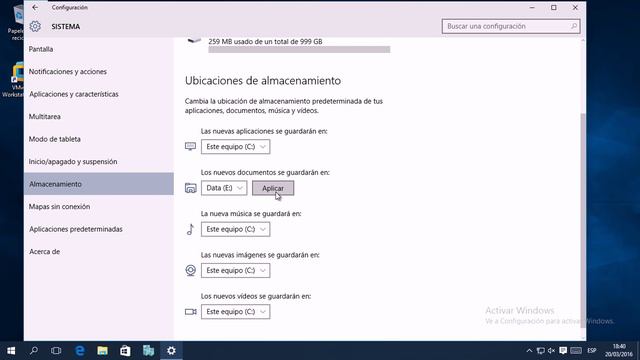 Cambiar ubicacion de almacenamiento predeterminada de Aplicaciones y Documentos en Windows 10 смотреть онлайн