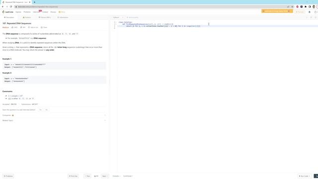 187. Repeated DNA Sequences - Python - One Line смотреть онлайн