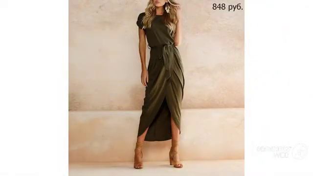Одежда с AliExpress. Элегантное длинное платье с короткими рукавами. смотреть онлайн