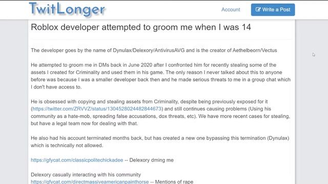 Roblox Developer Delexory is a Child Predator смотреть онлайн
