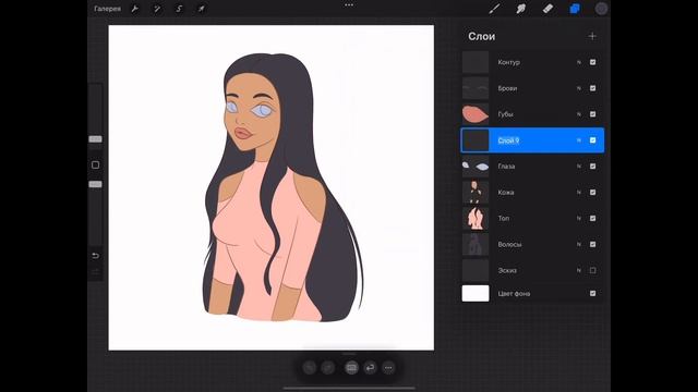 Рисуем девушку без построения в Procreate смотреть онлайн