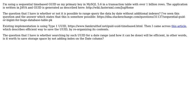 Databases: How to use sequential UUID primary key for range query by date? смотреть онлайн