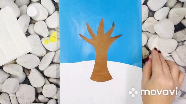 Аппликация "Дерево в снегу" смотреть онлайн