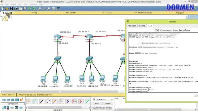 Cara Konfigurasi Routing Statis Dengan 3 Router 3 Switch 9 PC di Cisco Packet Tracer смотреть онлайн