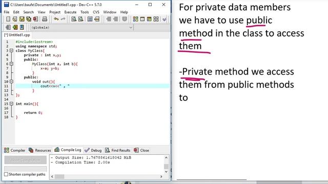 v0014 accessing private data members using public methods and indirect function call смотреть онлайн