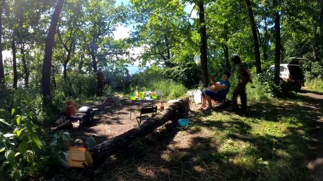 Барбекю на WEBER Q 1200, на лесной лужайке. смотреть онлайн