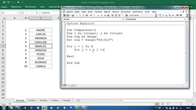 For Next VBA (Aninhado) смотреть онлайн
