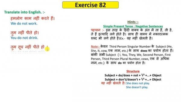 Exercise 82 | oxford Junior english translation exercise 82 | Simple Present Tense | All tenses
