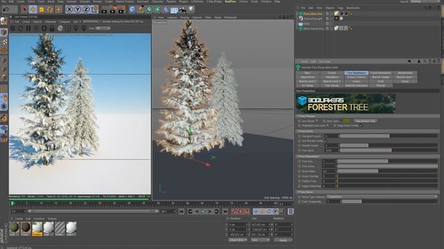 ЗИМНИЙ ЛЕС в Cinema 4D | Как сделать деревья в снегу | Octane Render C4D Tutorial