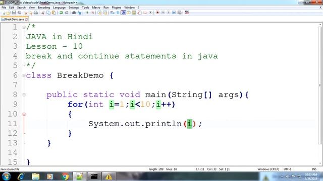 break and continue statements in Java | Lesson - 10 | Java in Hindi смотреть онлайн