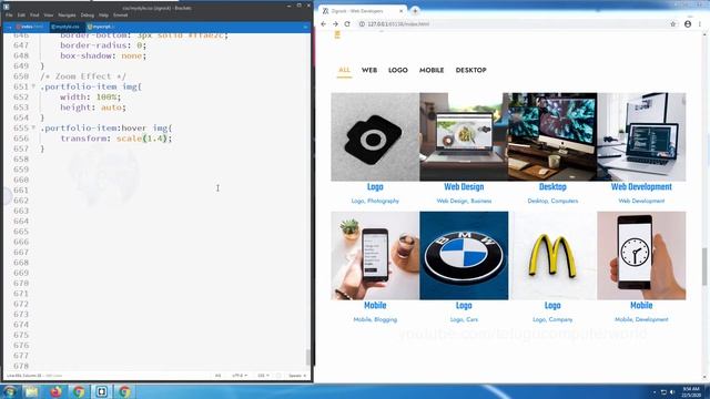 #58 How to Build Website using Html, CSS, JS, jQuery, Bootstrap - Work Section CSS 2 - Zoom Effect смотреть онлайн