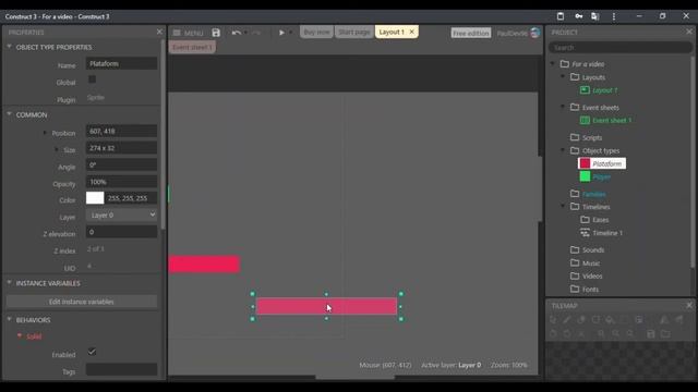 How to make a Plataformer Game in Construct 3 смотреть онлайн