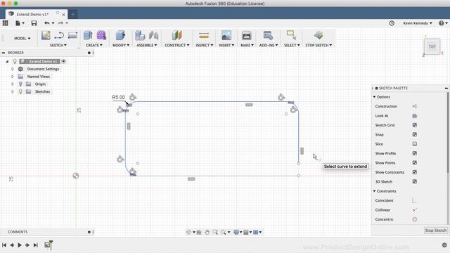 How to Extend Sketch Geometry in Fusion 360 смотреть онлайн