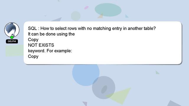 SQL : How to select rows with no matching entry in another table? смотреть онлайн