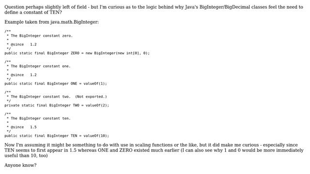 Software Engineering: Why does Java define BigInteger / BigDecimal values of 10? смотреть онлайн