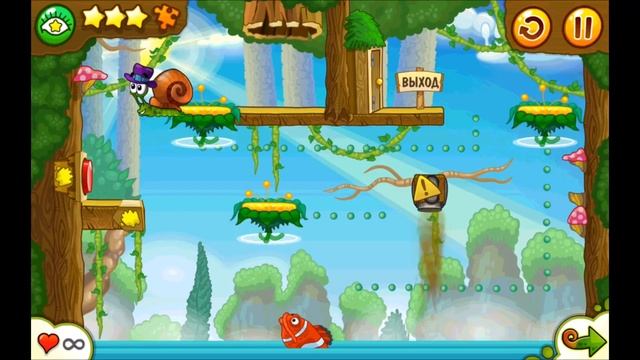 "Snail Bob 2" ("Улитка Боб 2"), ур. 1-21 Эпизод "1. Лесная история" все звёзды и паззлы смотреть онлайн