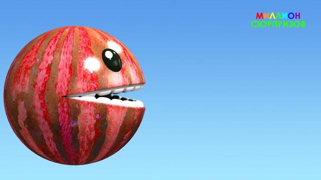 Учим цвета с 3D Pacman | Учим цифры от 1 до 20| 3D Цифры Арбузы | Учим цвета с 3Д Пакманом для дете смотреть онлайн