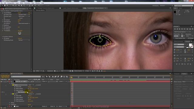 Превращение человека в демона / Постепенная заливка черных глаз в After Effects