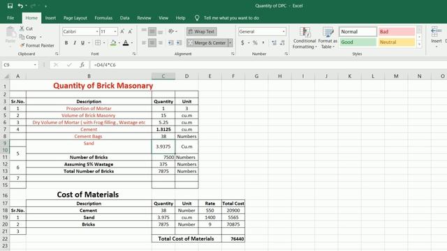 Estimation of Bricks Cement and Sand with Excel sheet смотреть онлайн