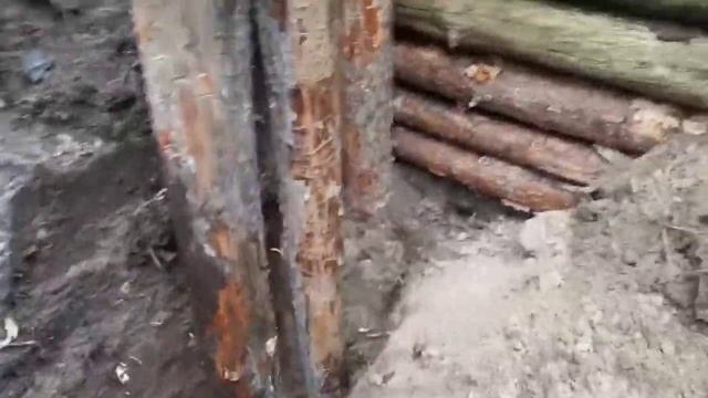 Землянка в лесу [часть 3] строю стены из брёвен смотреть онлайн
