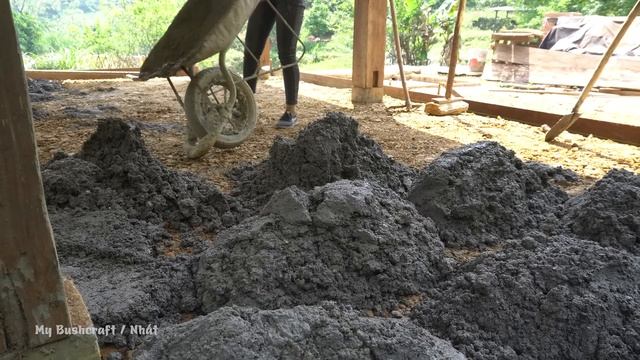 Technique pouring concrete floors and laying flower tiles, Building farm - My Bushcraft / Nhất смотреть онлайн