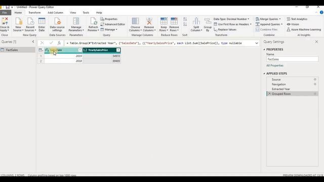Power BI Transform Data/Query Editor - Group By смотреть онлайн