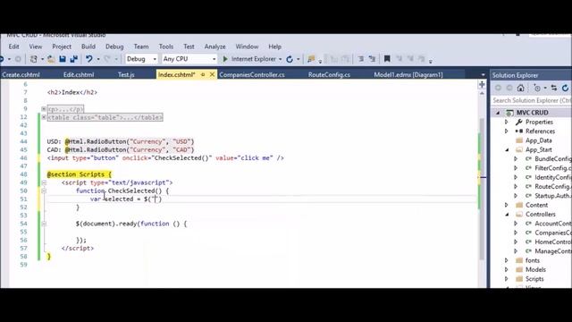 MVC - jQuery - Get value of selected radio button смотреть онлайн