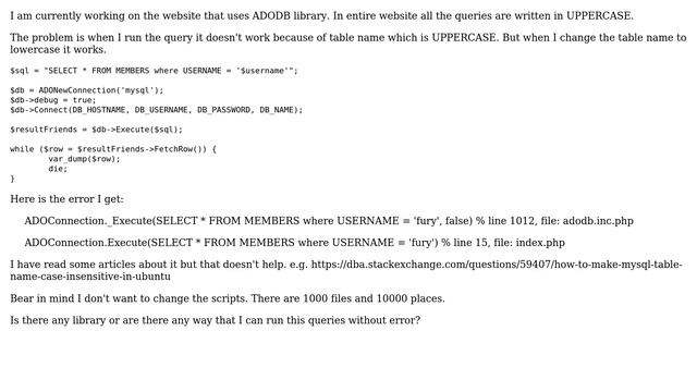 Databases: How to fix mysql uppercase query script in php? смотреть онлайн