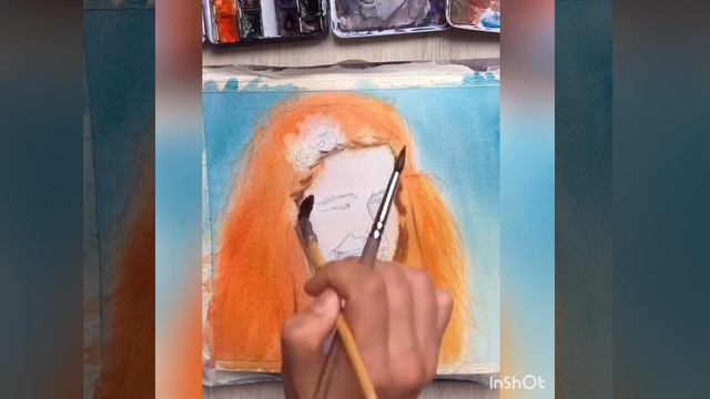 Как рисовать кудрявые волосы акварелью? How to paint curly hair with watercolor? Speed painting смотреть онлайн