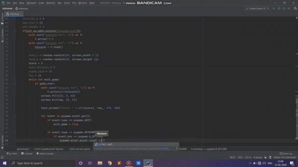 Making a Snake Game using Python in Pycharm
