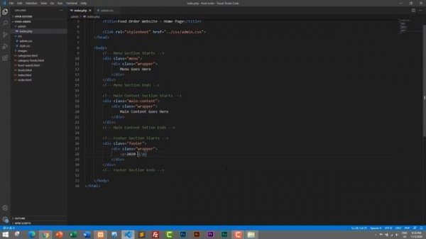 1. Food Order Website with PHP and MySQL (Start Project and Create Database)