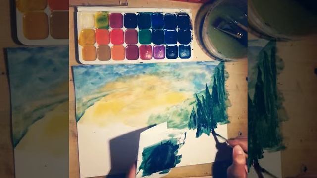 Рисуем акварелью осенний лес смотреть онлайн