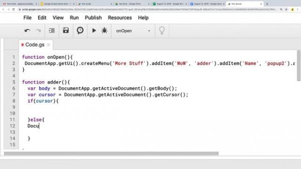 Google Apps Script Code Example 11 ActiveDocument Cursor