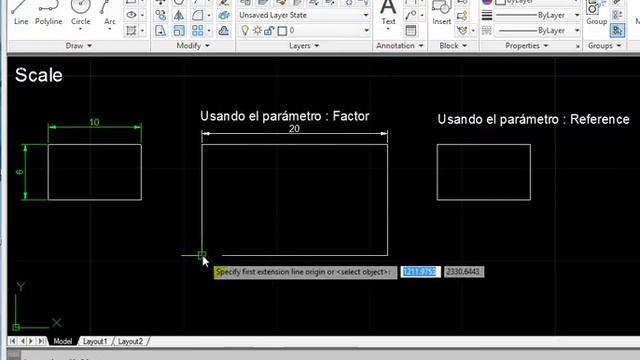 como escalar en autocad - por factor y referencia смотреть онлайн