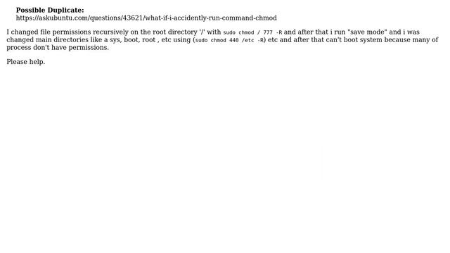 Ubuntu: How to repair/restore after 'sudo chmod / 777'? смотреть онлайн