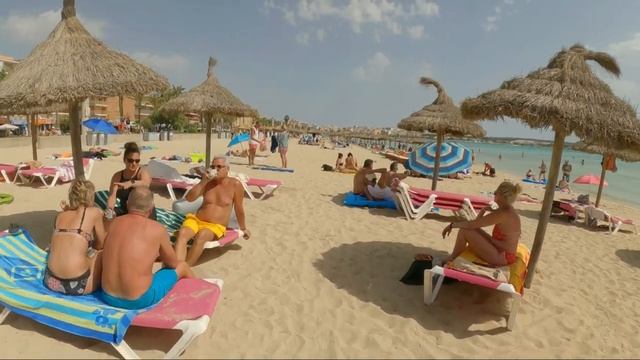 Walking Tour Playa S'Arenal | BEACH WALK | Mallorca (Majorca) | Spain | August 2022 | 4k