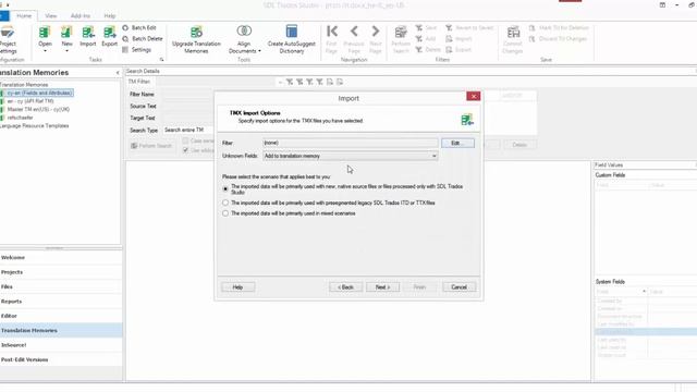 Import a TMX into an SDLTM