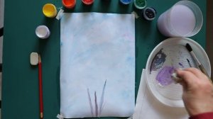 Рисуем сирень мятой бумагой и гуашью