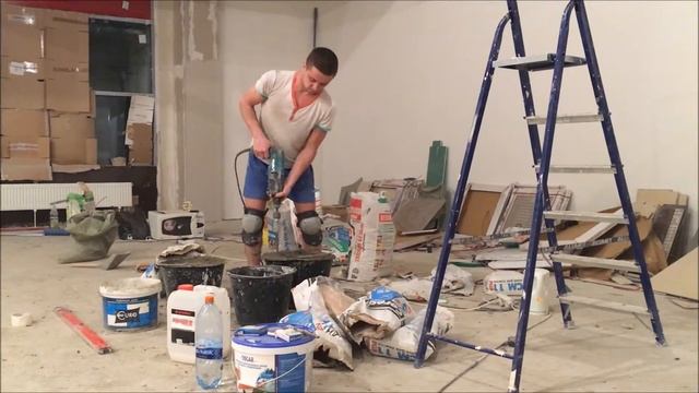 ООО ЭвентусСтрой. Работы по укладке напольной плитки на 6-м этаже здания смотреть онлайн