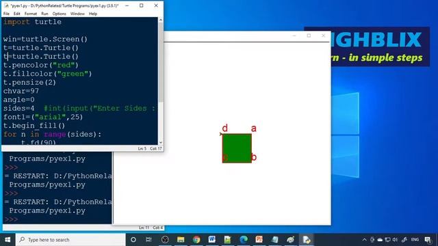 Python Turtle Graphics Program Example 2 | Polygons triangle square with corner names | #highblix смотреть онлайн