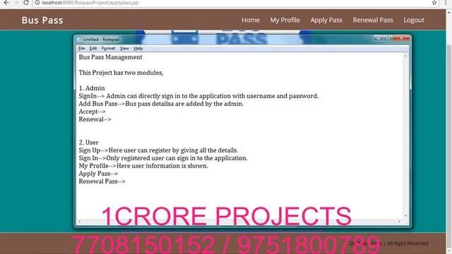 Bus Pass Management System in Java ( UPDATED ) - 1Crore Projects смотреть онлайн