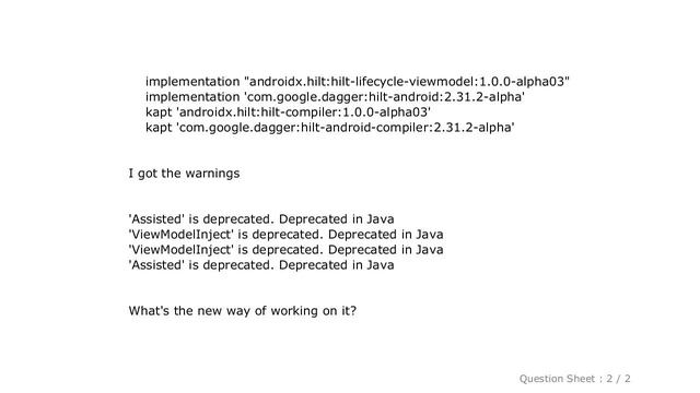 Android : Dagger Hilt 'Assisted' and 'ViewModelInject' is deprecated. in Dagger Hilt View Model 1.0 смотреть онлайн