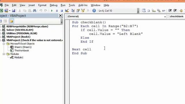 Validate If Cell Is Blank Using Excel VBA