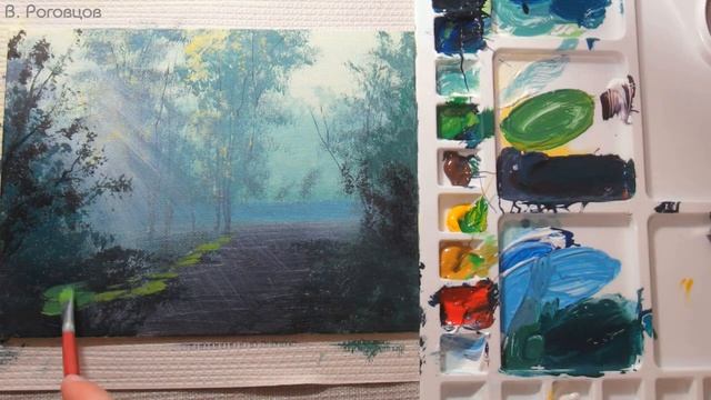 Рисуем акрилом солнечный пейзаж. Жду ваши комментарии. #акрил #acrylicpainting #VitalyRogovtsov