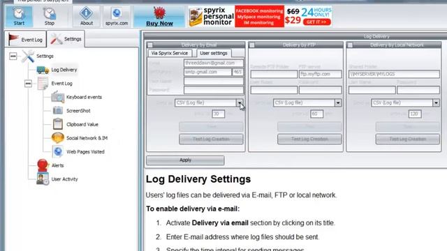 Spyrix Personal Monitor - log delivery смотреть онлайн