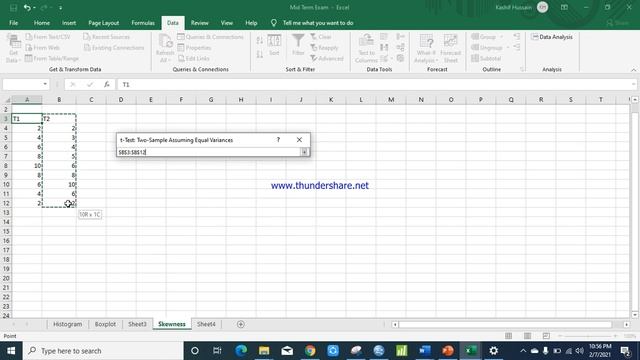 T-test/T-distribution on excel смотреть онлайн