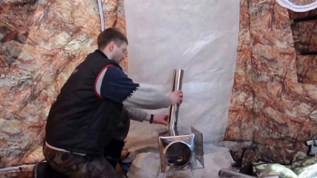 Установка печки Пошехонка в универсальной палатке УП-5. Arctic oven tents смотреть онлайн
