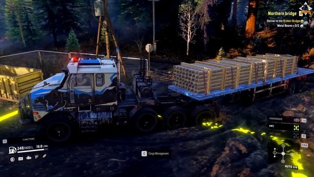 Derry Longhorn 4520 cargo Deliver to the Broken Bridge | SnowRunner Game cargo transport in offroa смотреть онлайн